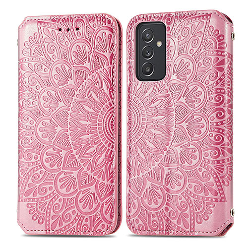 Leather Case Stands Fashionable Pattern Flip Cover Holder S01D for Samsung Galaxy A15 LTE Rose Gold