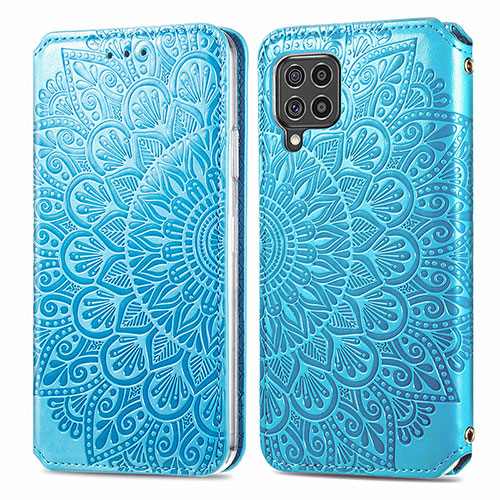 Leather Case Stands Fashionable Pattern Flip Cover Holder S01D for Samsung Galaxy F62 5G Blue