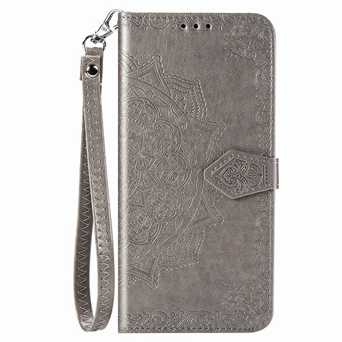 Leather Case Stands Fashionable Pattern Flip Cover Holder S01D for Samsung Galaxy M02 Gray