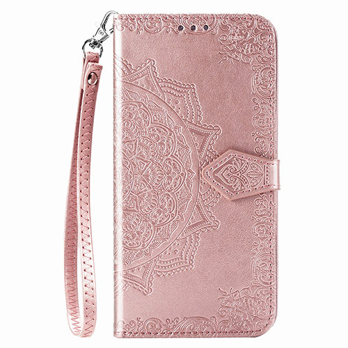 Leather Case Stands Fashionable Pattern Flip Cover Holder S01D for Samsung Galaxy M02 Rose Gold