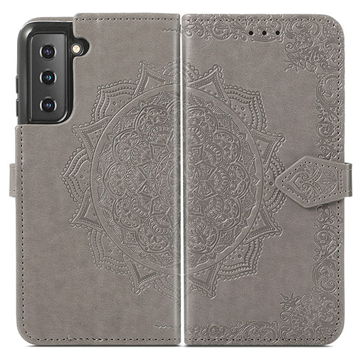 Leather Case Stands Fashionable Pattern Flip Cover Holder S01D for Samsung Galaxy S23 Plus 5G Gray