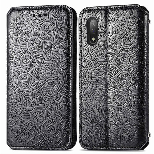 Leather Case Stands Fashionable Pattern Flip Cover Holder S01D for Sony Xperia Ace II Black