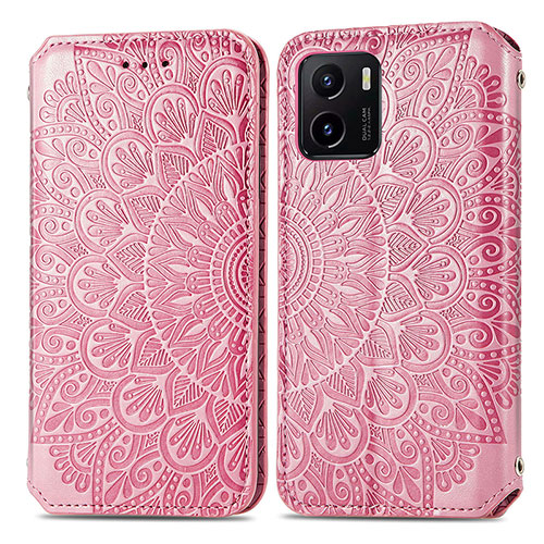 Leather Case Stands Fashionable Pattern Flip Cover Holder S01D for Vivo iQOO U5x Rose Gold