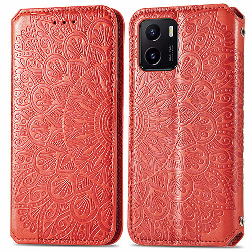 Leather Case Stands Fashionable Pattern Flip Cover Holder S01D for Vivo Y32t Red