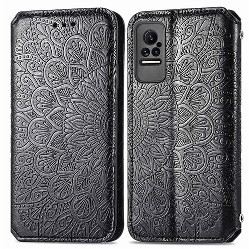 Leather Case Stands Fashionable Pattern Flip Cover Holder S01D for Xiaomi Civi 1S 5G Black