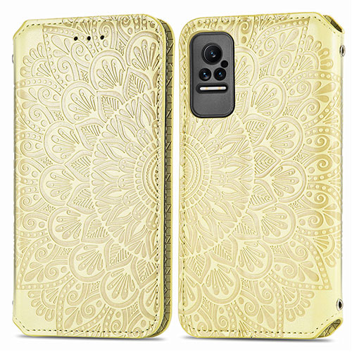 Leather Case Stands Fashionable Pattern Flip Cover Holder S01D for Xiaomi Civi 1S 5G Gold