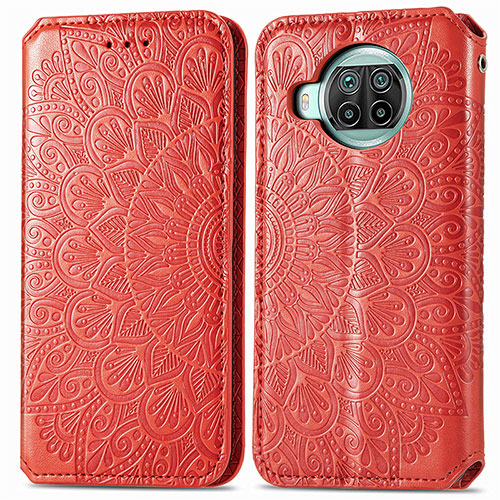 Leather Case Stands Fashionable Pattern Flip Cover Holder S01D for Xiaomi Mi 10i 5G Red