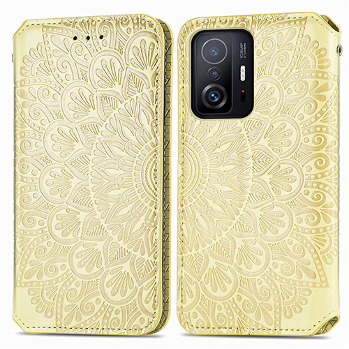 Leather Case Stands Fashionable Pattern Flip Cover Holder S01D for Xiaomi Mi 11T Pro 5G Gold