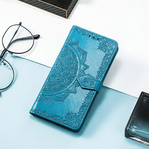 Leather Case Stands Fashionable Pattern Flip Cover Holder S01D for Xiaomi Poco C55 Blue