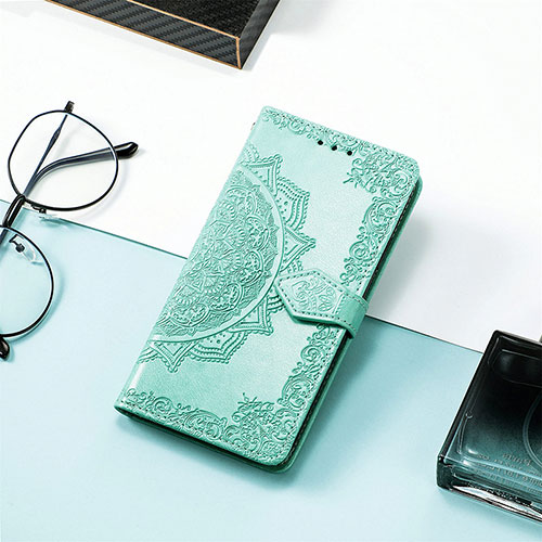 Leather Case Stands Fashionable Pattern Flip Cover Holder S01D for Xiaomi Poco C55 Green