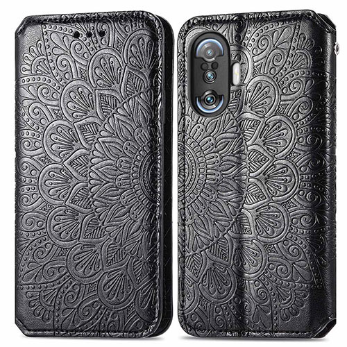 Leather Case Stands Fashionable Pattern Flip Cover Holder S01D for Xiaomi Poco F4 GT 5G Black