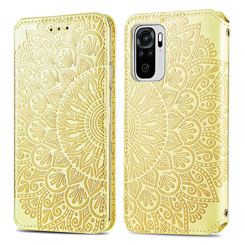 Leather Case Stands Fashionable Pattern Flip Cover Holder S01D for Xiaomi Poco M5S Gold