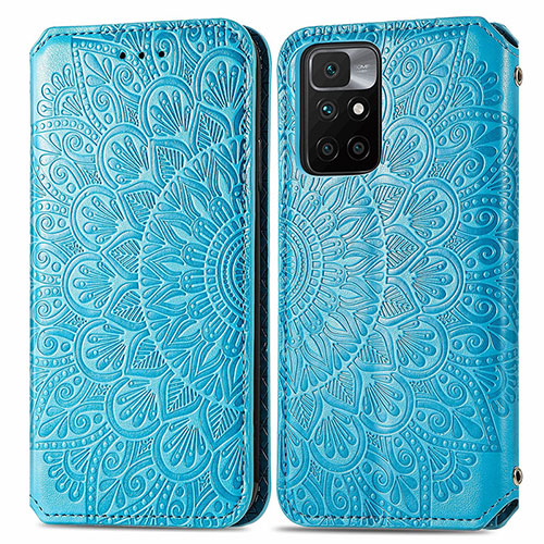 Leather Case Stands Fashionable Pattern Flip Cover Holder S01D for Xiaomi Redmi 10 (2022) Blue