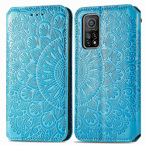 Leather Case Stands Fashionable Pattern Flip Cover Holder S01D for Xiaomi Redmi K30S 5G Blue