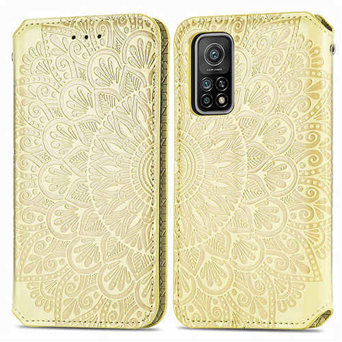 Leather Case Stands Fashionable Pattern Flip Cover Holder S01D for Xiaomi Redmi K30S 5G Gold