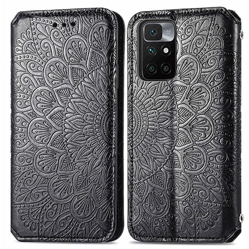 Leather Case Stands Fashionable Pattern Flip Cover Holder S01D for Xiaomi Redmi Note 11 4G (2021) Black