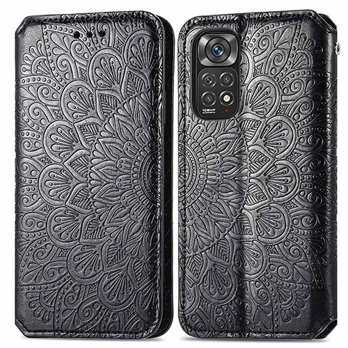 Leather Case Stands Fashionable Pattern Flip Cover Holder S01D for Xiaomi Redmi Note 11S 4G Black