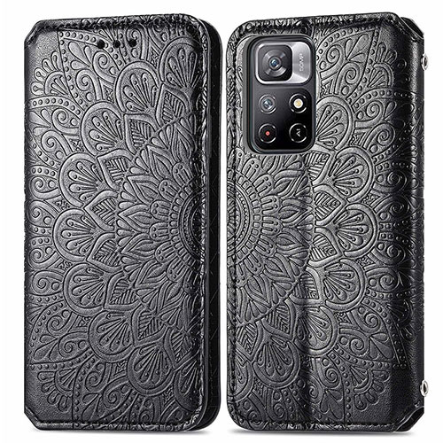 Leather Case Stands Fashionable Pattern Flip Cover Holder S01D for Xiaomi Redmi Note 11S 5G Black