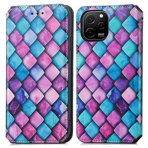 Leather Case Stands Fashionable Pattern Flip Cover Holder S02D for Huawei Enjoy 50z Purple