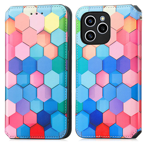 Leather Case Stands Fashionable Pattern Flip Cover Holder S02D for Huawei Honor 60 SE 5G Colorful