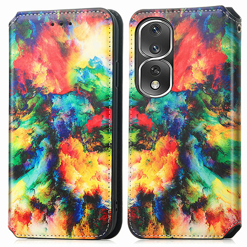 Leather Case Stands Fashionable Pattern Flip Cover Holder S02D for Huawei Honor 80 Pro 5G Mixed