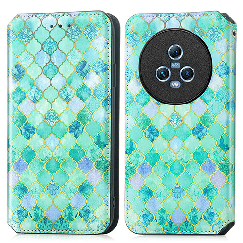 Leather Case Stands Fashionable Pattern Flip Cover Holder S02D for Huawei Honor Magic5 5G Green