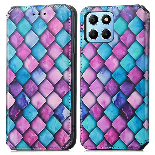 Leather Case Stands Fashionable Pattern Flip Cover Holder S02D for Huawei Honor X6 Purple