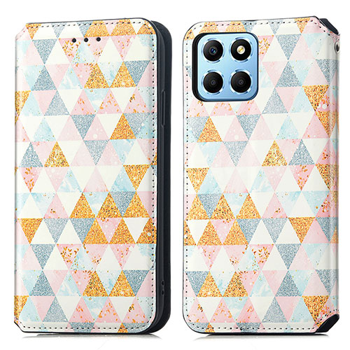 Leather Case Stands Fashionable Pattern Flip Cover Holder S02D for Huawei Honor X6 White