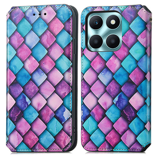 Leather Case Stands Fashionable Pattern Flip Cover Holder S02D for Huawei Honor X6a Purple