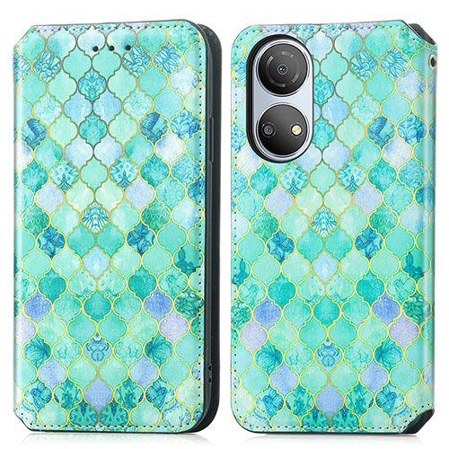 Leather Case Stands Fashionable Pattern Flip Cover Holder S02D for Huawei Honor X7 Green