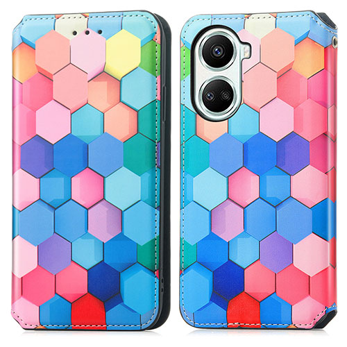 Leather Case Stands Fashionable Pattern Flip Cover Holder S02D for Huawei Nova 10 SE Colorful