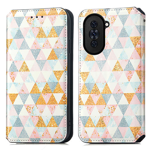 Leather Case Stands Fashionable Pattern Flip Cover Holder S02D for Huawei Nova 10 White