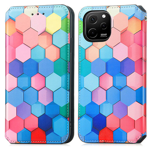 Leather Case Stands Fashionable Pattern Flip Cover Holder S02D for Huawei Nova Y61 Colorful