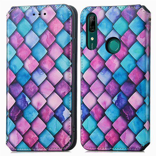 Leather Case Stands Fashionable Pattern Flip Cover Holder S02D for Huawei P Smart Z (2019) Purple