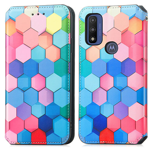 Leather Case Stands Fashionable Pattern Flip Cover Holder S02D for Motorola Moto G Pure Colorful