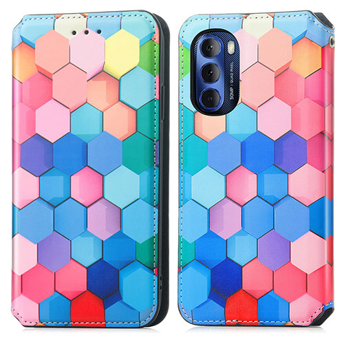 Leather Case Stands Fashionable Pattern Flip Cover Holder S02D for Motorola Moto G Stylus (2022) 5G Colorful