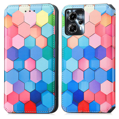 Leather Case Stands Fashionable Pattern Flip Cover Holder S02D for Motorola Moto G13 Colorful