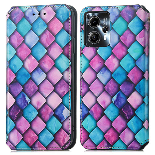 Leather Case Stands Fashionable Pattern Flip Cover Holder S02D for Motorola Moto G13 Purple