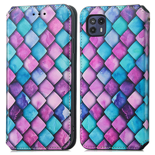 Leather Case Stands Fashionable Pattern Flip Cover Holder S02D for Motorola Moto G50 5G Purple