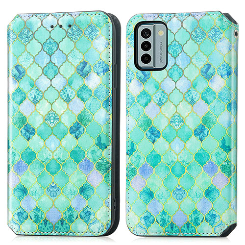 Leather Case Stands Fashionable Pattern Flip Cover Holder S02D for Nokia G22 Green