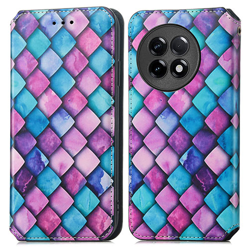 Leather Case Stands Fashionable Pattern Flip Cover Holder S02D for OnePlus 11R 5G Purple