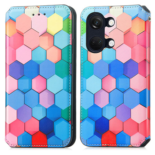 Leather Case Stands Fashionable Pattern Flip Cover Holder S02D for OnePlus Ace 2V 5G Colorful