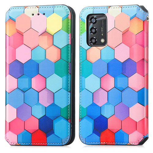 Leather Case Stands Fashionable Pattern Flip Cover Holder S02D for Oppo A74 4G Colorful