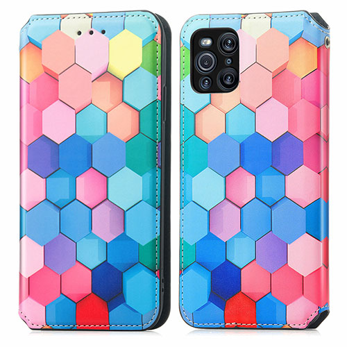 Leather Case Stands Fashionable Pattern Flip Cover Holder S02D for Oppo Find X3 5G Colorful