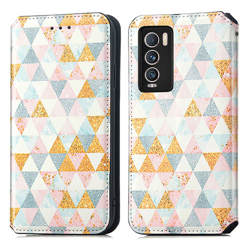 Leather Case Stands Fashionable Pattern Flip Cover Holder S02D for Realme GT Master Explorer 5G White