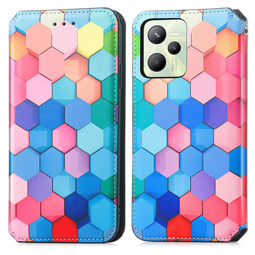 Leather Case Stands Fashionable Pattern Flip Cover Holder S02D for Realme Narzo 50A Prime Colorful