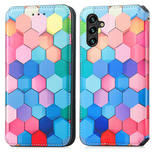 Leather Case Stands Fashionable Pattern Flip Cover Holder S02D for Samsung Galaxy A04s Colorful