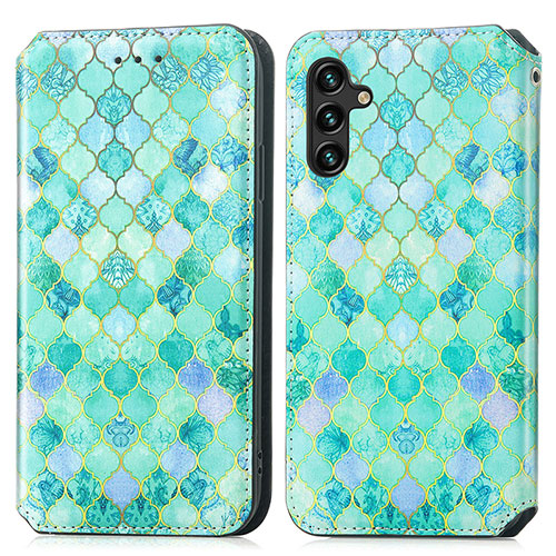 Leather Case Stands Fashionable Pattern Flip Cover Holder S02D for Samsung Galaxy A04s Green