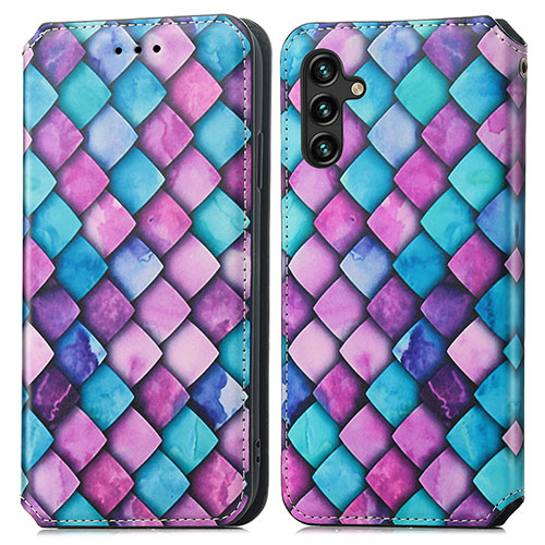 Leather Case Stands Fashionable Pattern Flip Cover Holder S02D for Samsung Galaxy A13 5G Purple