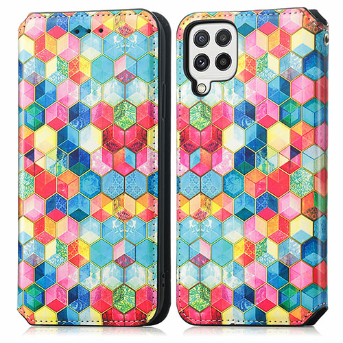 Leather Case Stands Fashionable Pattern Flip Cover Holder S02D for Samsung Galaxy A22 4G Mixed